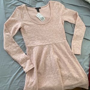 Cream color fitted long sleeve dress